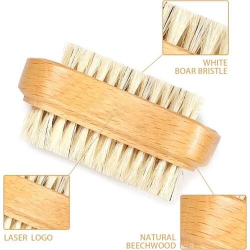 Engrave your logo- New Kind Beech Wood handle boar bristle nail brush hand wash brush wooden nail cleaning SPA tool
