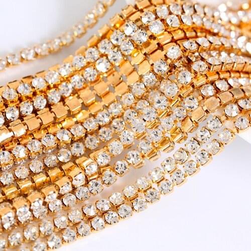 1Yard SS6 стразы для рукоделия Glitter Crystal Sew On Rhinestones Cup Chain Rhinestones Trim For Clothes 862