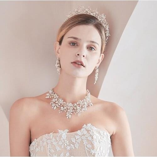 Bridal Wedding Crystal Bride Hair Accessories Pearl Flower Headband Handmade Hairband Beads Decoration Hair Comb For Women