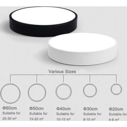 Modern Led Acrylic ceiling lights Round White/Black Color 18W/24W/36W/48W for kitchen living room bedroom home Light Fixture