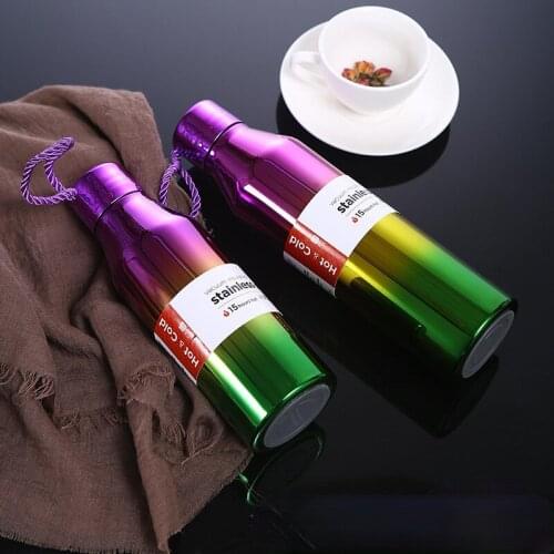 Outdoor water bottle 304 stainless steel vacuum flask with rope hydroflask insulated tumbler travel mug cute water bottle