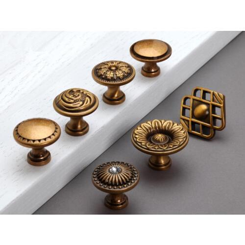 UNILOCKS New High Quality European Classic Pure Copper Single Hole Cabinets Handle/Pull Handle Knob