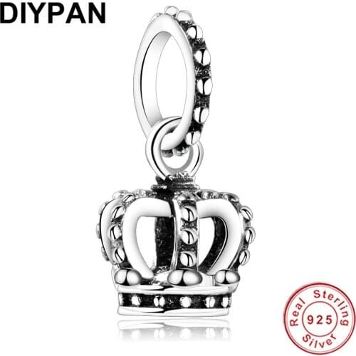 925 Sterling Silver Crown Dangle Charm Fit Original Pandora Bracelet Silver 925 Charms Beads Jewelry Making Berloque