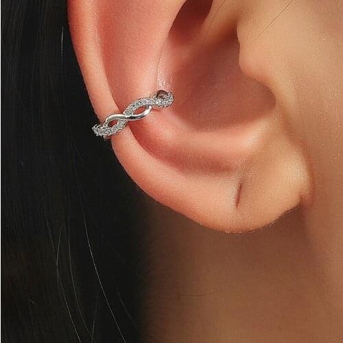 1Pc Bling Zircon Ear Cuff Earrings for Women Non Piercing Geometric Twist Clip Earrings Cartilage Climbers Earcuff Jewelry