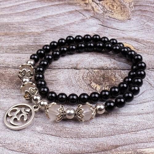 6mm black stone bead Yoga Bracelet For Women Jewelry Dropshipping
