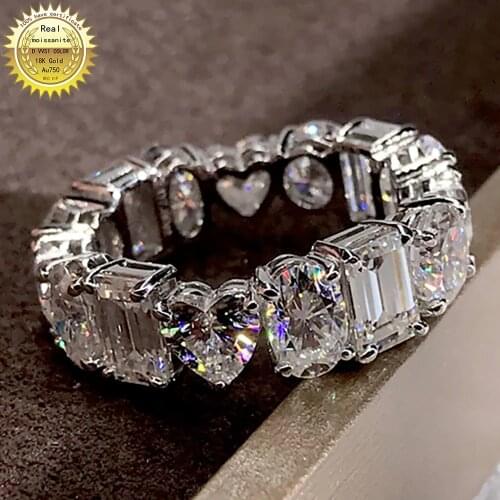 14K Au585 White Gold Women Ring DVVS Moissanite Diamonds Round Oval Heart Emerald Wedding Party Engagement Ring
