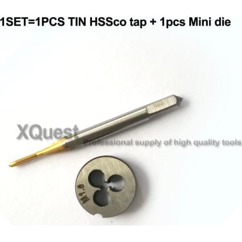 1set HSS-CO TIN hand tap HSS Mini Round Die M1 M1.2 M1.4 M1.6 Round Threading Dies and Screwing cutting Taps M1.7 M1.8 M2