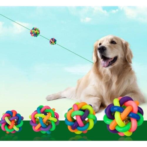 1Pc Round Rubber Rainbow Pet Ball Colorful Dog Woven Ball Dog Cat Interactive Toy Chew Toys Teeth Training Pet Supplies