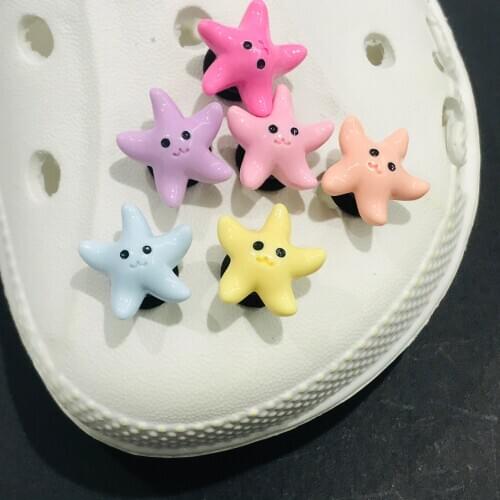 1Pcs Cartoon Colorful Star-Shaped Resin Shoe Charms 3D Shoe Accessories Decoration Diy bands Backpack Shoes Party Gift