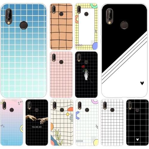 16AS Black white checkered stripe Soft Silicone Tpu Cover phone Case for Huawei Honor 20 Pro view 10 P8 P9 Mate 10 lite 2017