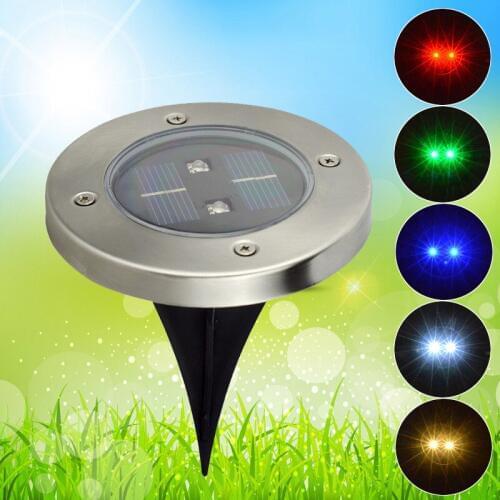2LED Solar Underground Lights Lawn Lights Outdoor Waterproof Deck Lights Floor Lights 5 Colors Optional