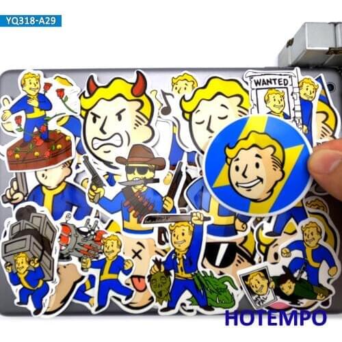 29pcs Funny PipBoy Cartoon Game Stickers for Mobile Phone Laptop Suitcase Skateboard Fallout Mascot NPC Vault Boy Decal Stickers