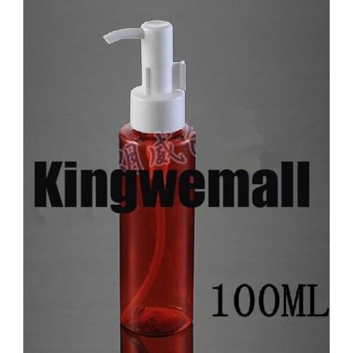 300pcs/lot 100ml Red Flat shoulder Oil pump bottle