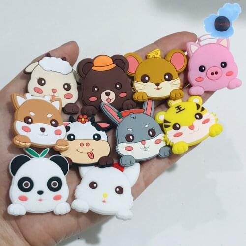 50Pcs Animals Cartoon Tigter Cow Cute Panda PVC Shoe Charms Accessories Decoration Fit Wristbands Shoes for Kids Gift Croc Jibz