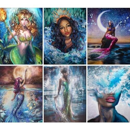 5D DIY Diamond Painting Fairy Mermaid Princess Full Square Round Embroidery Cartoon Landscape Cross Stitch Mosaic Home Decor