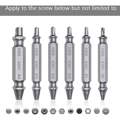 6pcs Damaged Screw Extractor Drill Bit Set Easily Take Out Broken Screw Bolt Remover Stripped Screws Extractor Demolition Tools