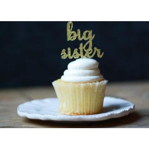 Big Sister Cupcake Topper - Pregnancy Announcement - Pregnancy Reveal Cupcake Toppers baby shower birthday party food picks