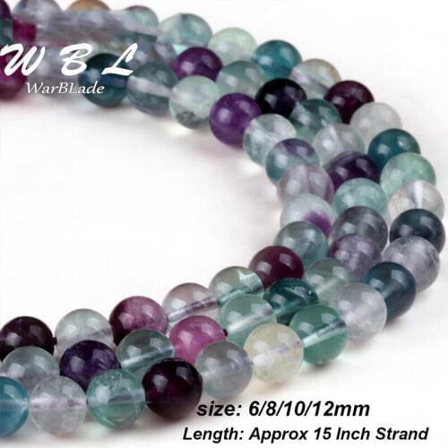 WarBLade 4mm 6mm 8mm 10mm 12mm Natural Rainbow Fluorite Stone Beads Sea Round Loose Stone Beads For DIY Bracelet Jewelry Making