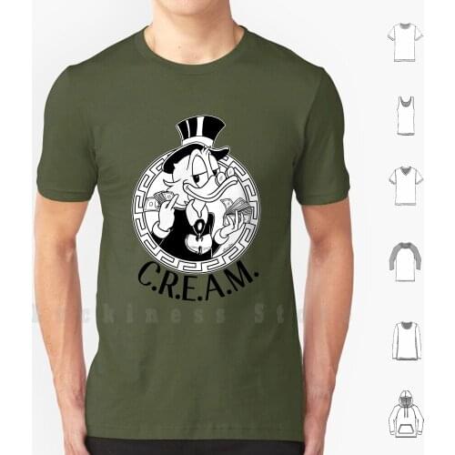 C.r.e.a.m. T Shirt DIY Cotton Big Size S-6xl Mcduck We Tang Cream Money Cash Rules Designer Hip Hop Rap Cartoon Funny