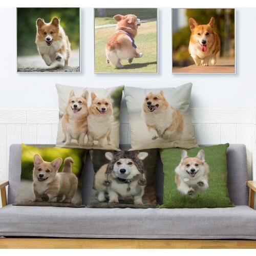 Welsh Corgi Pembroke Cushion Cover Cute Animal Dog 45*45 Linen Pillow Case for Car Sofa Home Decor Pillowcase Pillow Cover