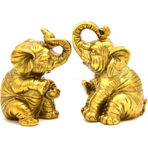 Feng Shui Copper Elephant Figurines Small Ornaments Vintage Home Decoration Accessories Furnishing Jewelry Enrichment