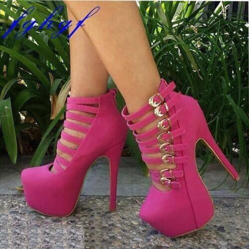 Fghgf New Womens Pumps shoes, 16cm and high multiple fasteners decorate sexy women for weddings and parties