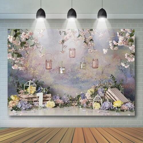 Painting Garden Kids Photography Backdrop Floral Decor Flower Banner Child Baby Cake Smash Props Background Baby Photostudio