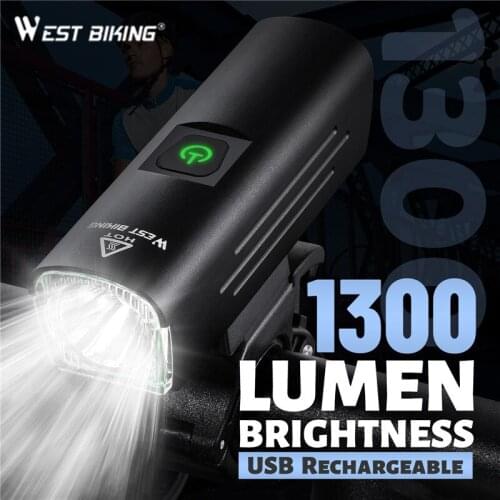 WEST BIKING Contest Level Bicycle Light 1300 Lumen USB Rechargeable Flashlight MTB Road Bike LED Headlight Waterproof Rear Lamp