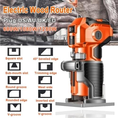 680W/1080W 33000rpm Woodworking Trimming Machine Carving Wood Router Flip Board Wood Milling Engraving Slotting Machine