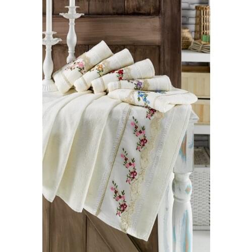 Guipure Velvet Towel 50x90 6 Pieces- منشفة Guipure المخملية 50x90 6 قطع- Гипюровое бархатное полотенце 50х90 6 шт