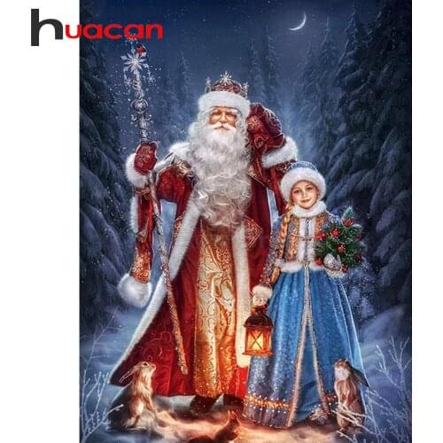 Huacan 5D Diamond Painting Art Santa Claus Full Square Diamond Embroidery Mosaic Picture Of Rhinestones Christmas Decor Kit