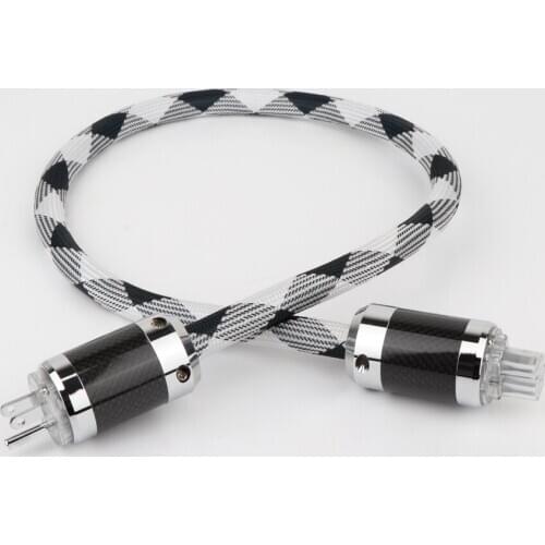 Rhodium plated carbon fiber US power plug 4square Power Cable US AC Power Cord Cable HIFI Power Cable