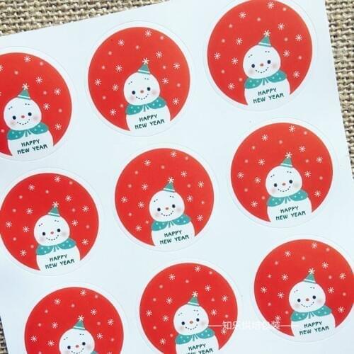 Circle Steaker for New Year 450pcs Christmas New Year Sealing Paste Bag Stickers Snowman Cute Christmas Stickers