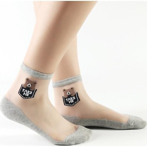 Alien Cute Silk Socks Korean Style Women Cat Socks Womens Clothing Funny Socks