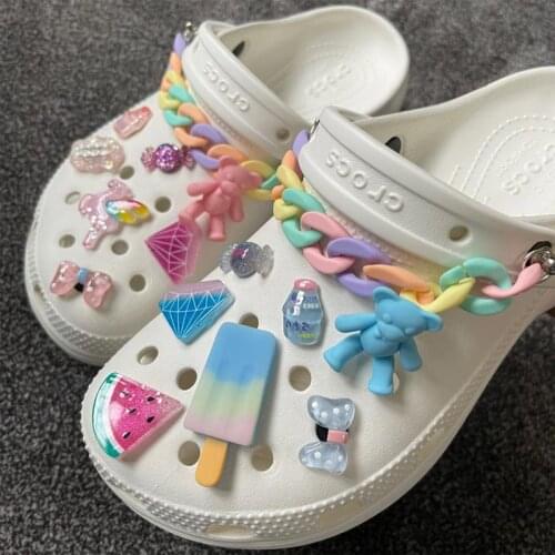 Fashion Quality Shoe Charms Chain Lovely Charms for Crocs DIY Bundle Colorful Cartoon Garden Shoe Decoration Kids Girls Gift