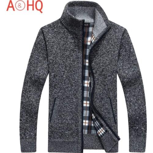 Men Sweater Cardigan Cotton Cashmere Zip Khaki Black Winter Sweaters Zipper Male Thick Warm Plus Size XXXL 4XL 5XL