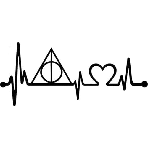 Dawasaru Deathly Hallows Heartbeat Lifeline Car Sticker Waterproof Decal Laptop Truck Motorcycle Auto Accessories PVC,19cm*8cm