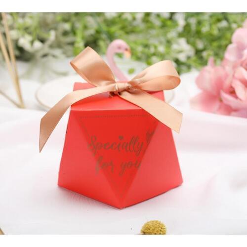 New European Diamond Candy Box Wedding Sugar Box Forest Creative Flamingo Candy Bag with Ribbon 19 Diamond Shaped Paper Cartoon
