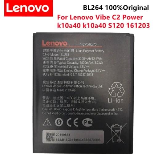 Original BL264 Battery For Lenovo Vibe C2 Power k10a40 k10a40 3500mAh Cellphone +Tracking Number