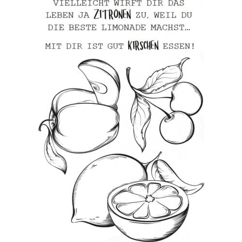 Fruits with German Words Transparent Clear Stamps for DIY Scrapbooking/Card Making/Kids Christmas Fun Decoration Supplies ST0731