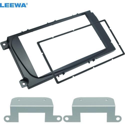 LEEWA Black Car 2DIN Audio Radio Fascia Frame for Ford Mondeo 2007/C Max Dash Trim Face Plate Panel Kit #CA1720