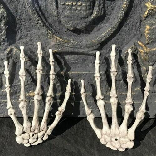 Halloween Scary Props Plastic Skeleton Hands Realistic Life Size Plastic Fake Human Hand Bone for Haunted House Decorations