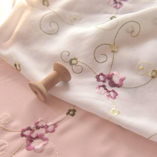Plum embroidery chiffon fabric Han clothing scarf blouse decorative design fabric