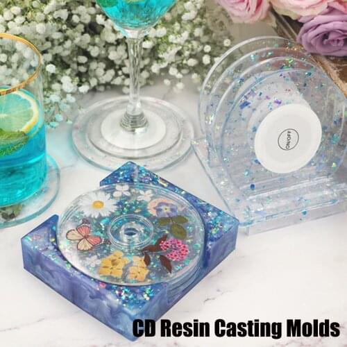 Silicone DIY Cup Mat Resin Mold Irregular Wave CD Tea Coaster Cover Disc Mirror Crystal Epoxy Mold Pendant Agate Clay Craft Tool