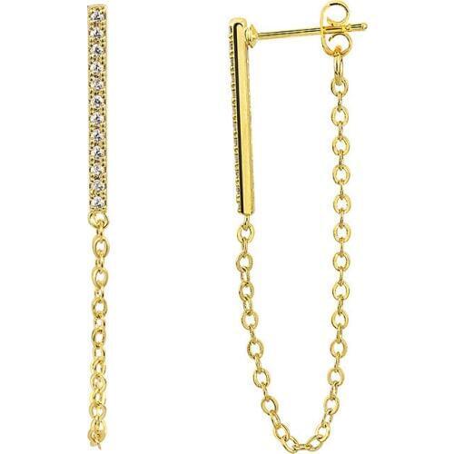 GORGEOUS TALE New Minimalist Ear Thread Earrings Stainless Steel Long Chain Earrings for Women Delicate Crystal Bar Earrings