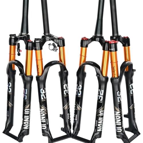 NANLIO Magnesium Alloy MTB Bicycle Fork Supension Air 26/27.5/29er Inch Mountain Bike 32 RL100mm Fork For A Bicycle Accessories