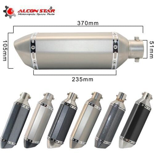 Alconstar- 51mm Inlet Motorcycle Motorbike Escape Moto AkYoshimura Exhaust Muffler NMAX EXC ER6N R6 R15 TMAX500 Racing