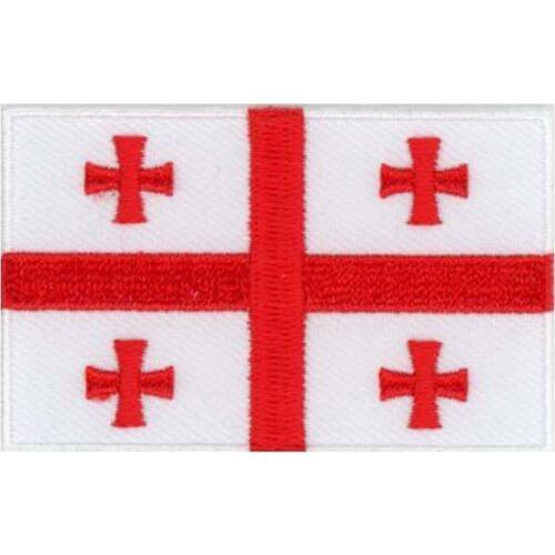 Embroidered Georgia Emblem Custom Iron On Clothing Label Woven Clothing Labels Twill with Iron On Backing Customized & MOQ 50pcs