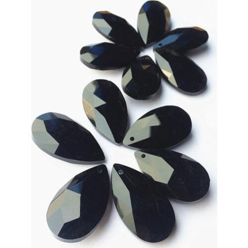 Top Quality 38mm 60pcs/lot K9 Crystal Faceted Lighting Parts Glass Black Chandelier Water Drop Pendants For Curtain Accessories
