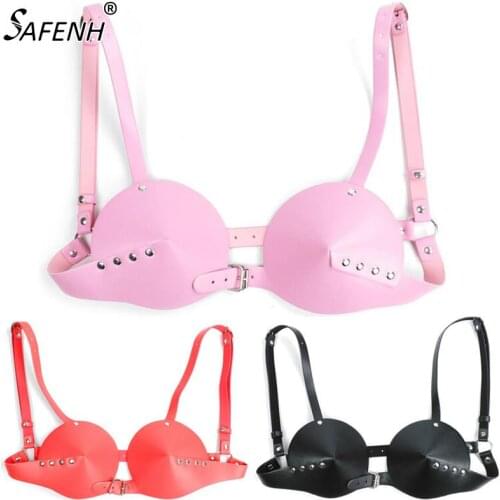 Adult Fetish Breast Bondage Sexy PU Leather Bra Lingerie Body Erotic Harness Restraint For Female